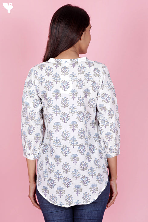 Cambric Cotton Shirt In Block Print
